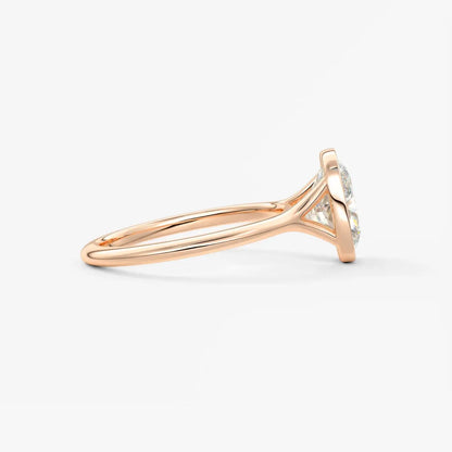 Custom made aeris elongated cushion bezel engagement ring | diamond lab