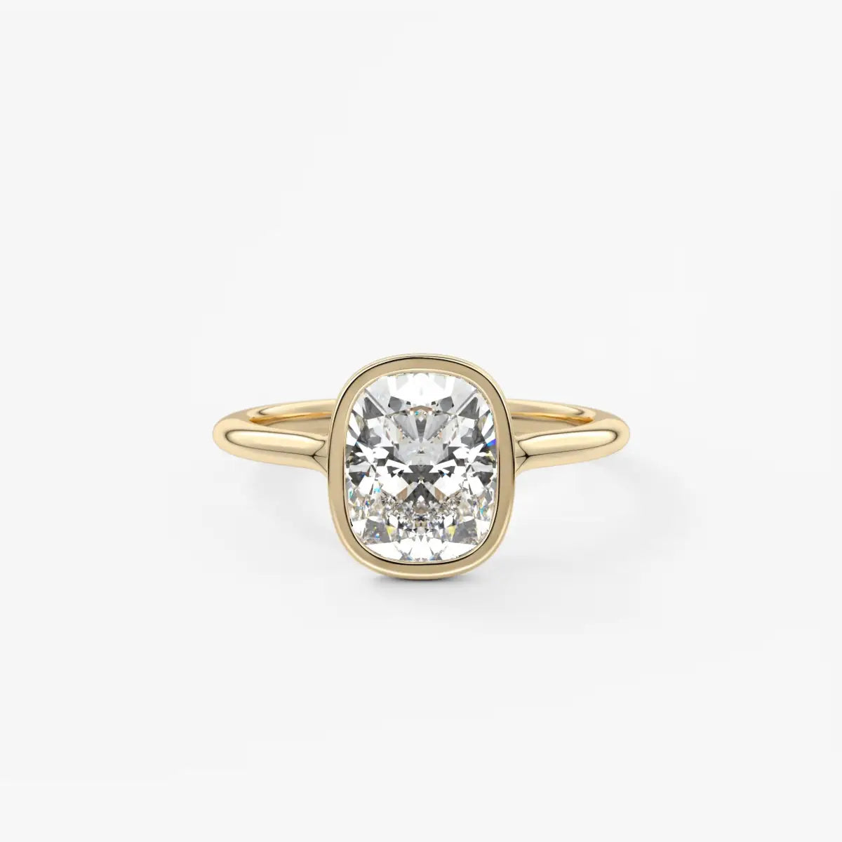 Custom made aeris elongated cushion bezel engagement ring | diamond lab