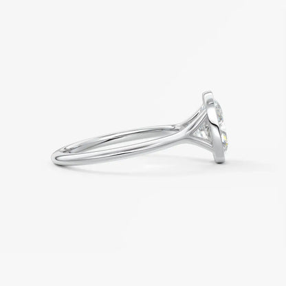 Custom made aeris elongated cushion bezel engagement ring | diamond lab