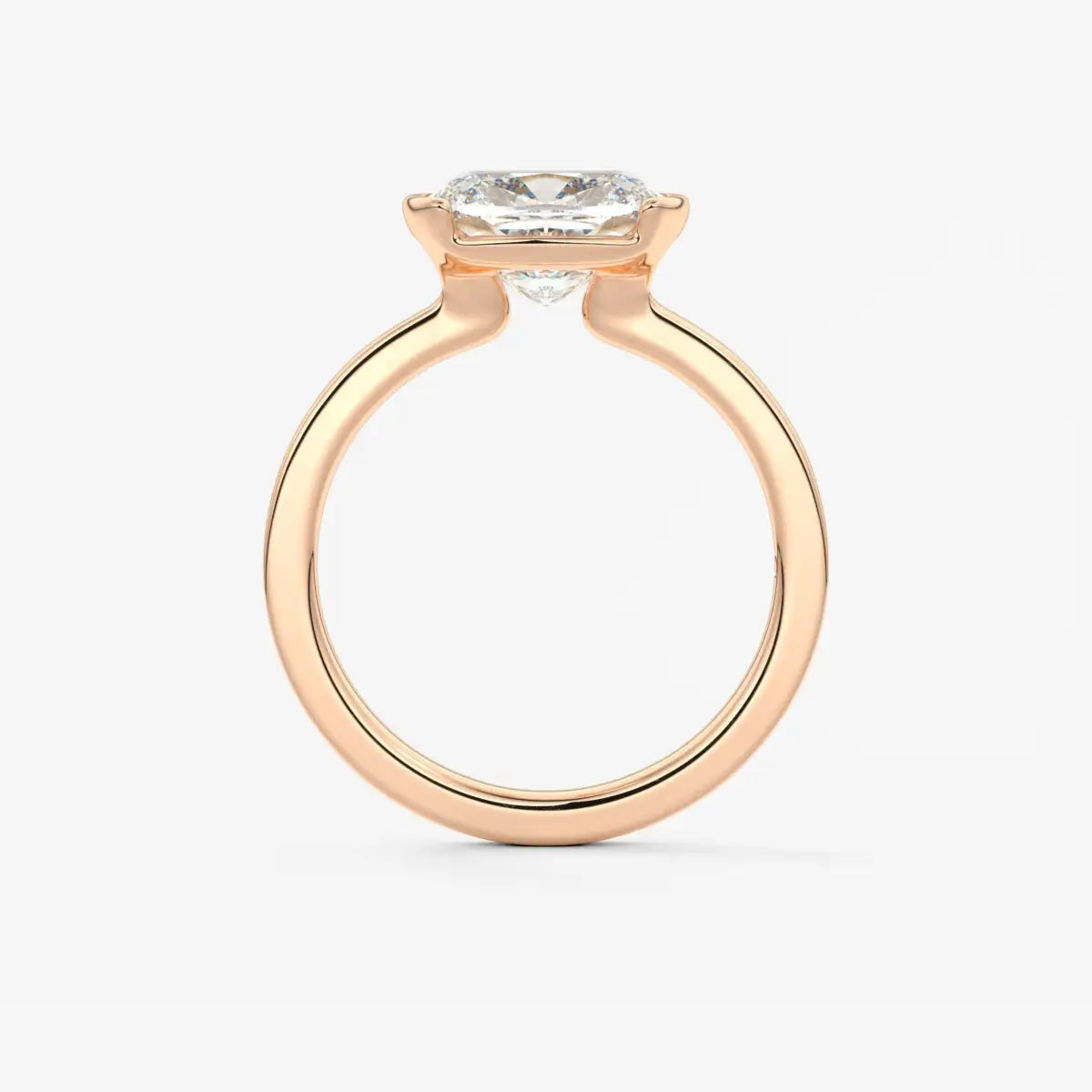 Custom made alosta cushion east-west half bezel engagement ring | lab diamond or moissanite