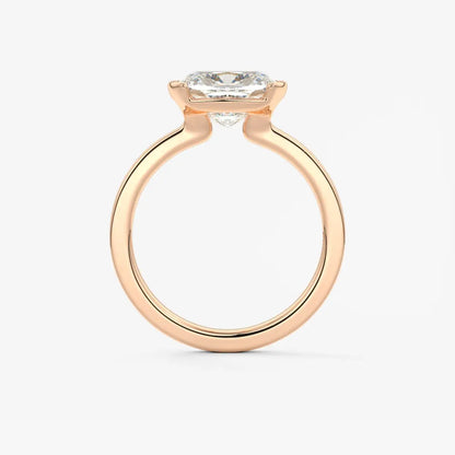 Custom made alosta cushion east-west half bezel engagement ring | lab diamond or moissanite