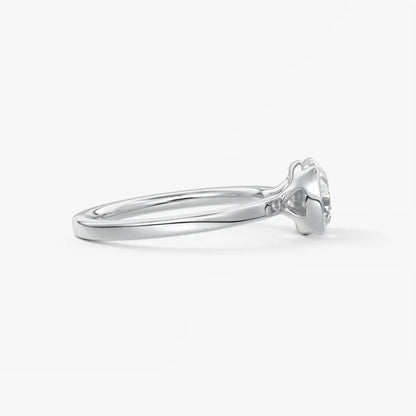 Custom made alosta cushion east-west half bezel engagement ring | lab diamond or moissanite