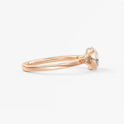 Custom made alosta cushion east-west half bezel engagement ring | lab diamond or moissanite