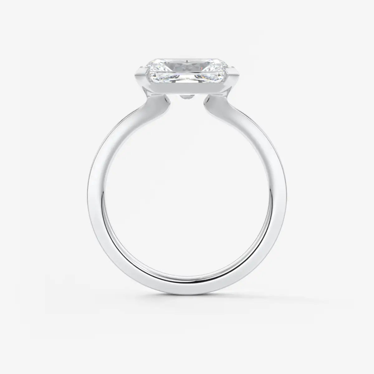 Custom made alosta radiant east-west half bezel engagement ring | lab diamond or moissanite