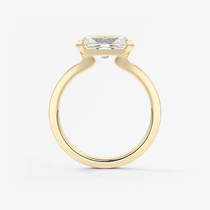 Custom made alosta radiant east-west half bezel engagement ring | lab diamond or moissanite