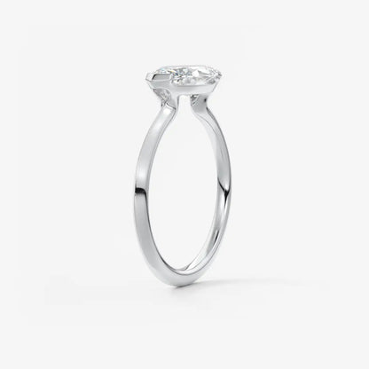 Custom made alosta marquise east-west half bezel engagement ring | lab diamond or moissanite