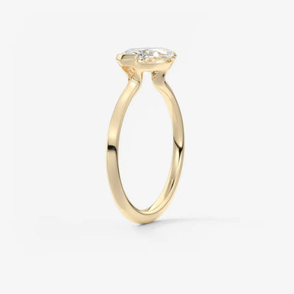 Custom made alosta marquise east-west half bezel engagement ring | lab diamond or moissanite