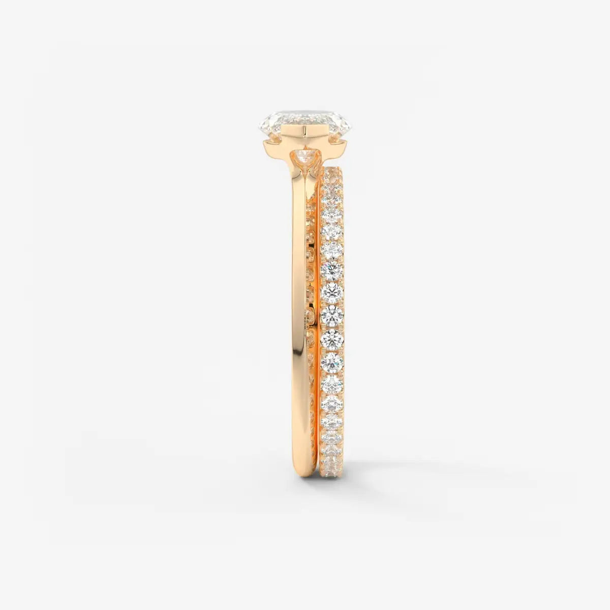 Custom made alosta marquise east-west half bezel engagement ring | lab diamond or moissanite