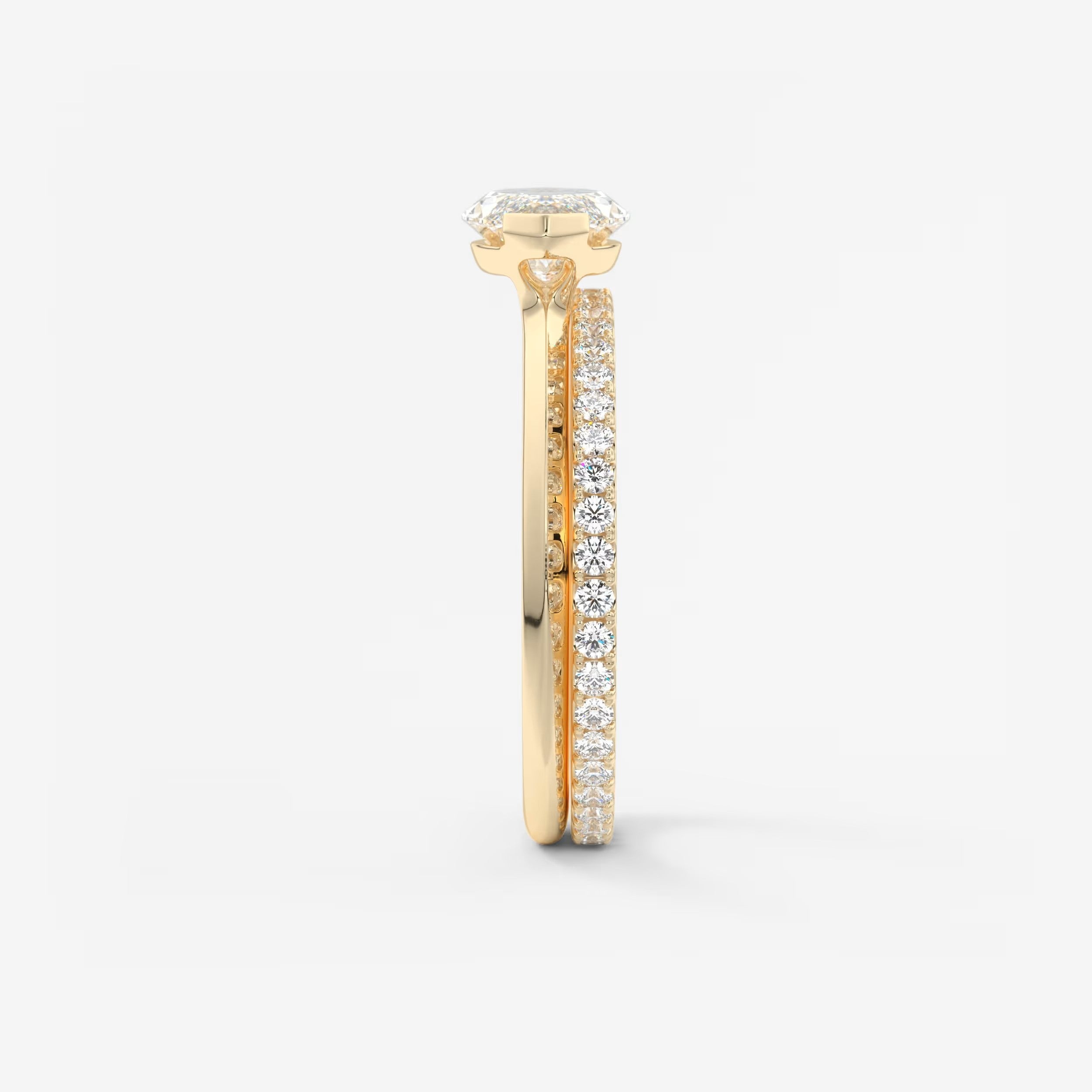 Custom made alosta marquise east-west half bezel engagement ring | lab diamond or moissanite