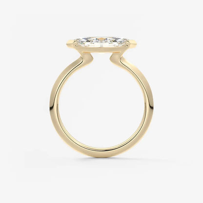 Custom made alosta marquise east-west half bezel engagement ring | lab diamond or moissanite