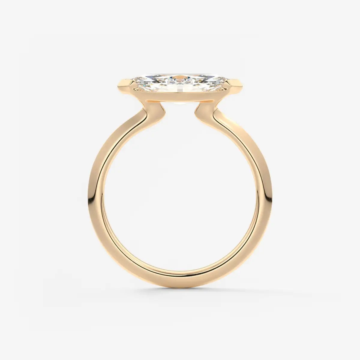 Custom made alosta marquise east-west half bezel engagement ring | lab diamond or moissanite