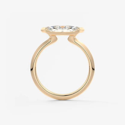 Custom made alosta marquise east-west half bezel engagement ring | lab diamond or moissanite