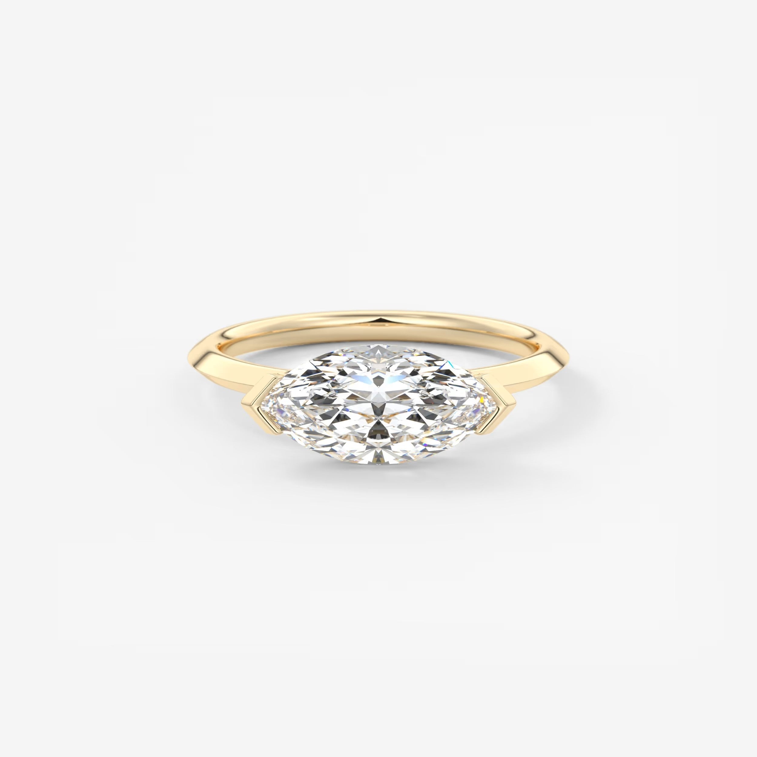 Custom made alosta marquise east-west half bezel engagement ring | lab diamond or moissanite