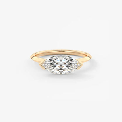 Custom made alosta marquise east-west half bezel engagement ring | lab diamond or moissanite