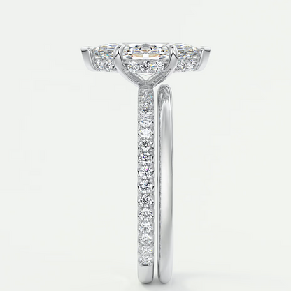Custom made amelie marquise hidden halo engagement ring | diamond lab