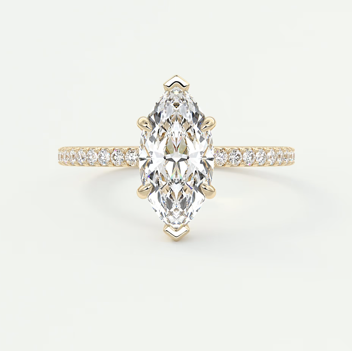 Custom made amelie marquise hidden halo engagement ring | diamond lab