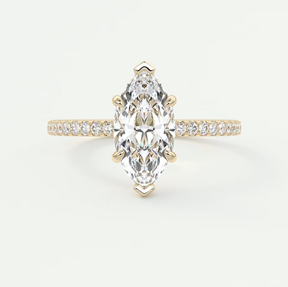 Custom made amelie marquise hidden halo engagement ring | diamond lab