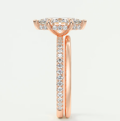 Custom made amelie marquise hidden halo engagement ring | diamond lab