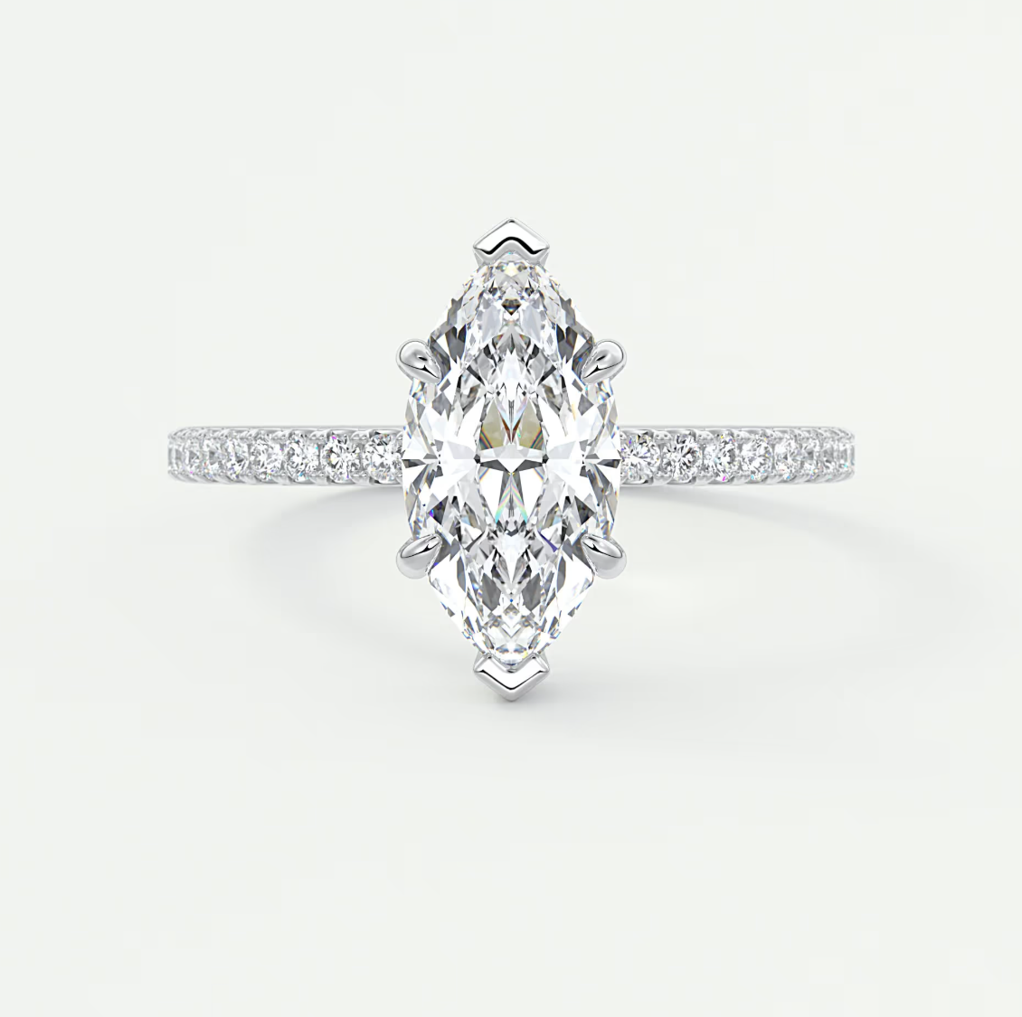 Custom made amelie marquise hidden halo engagement ring | diamond lab