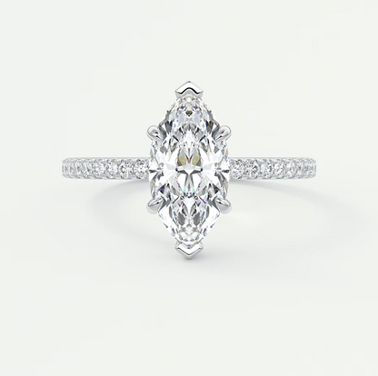 Custom made amelie marquise hidden halo engagement ring | diamond lab