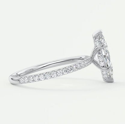 Custom made amelie marquise hidden halo engagement ring | diamond lab