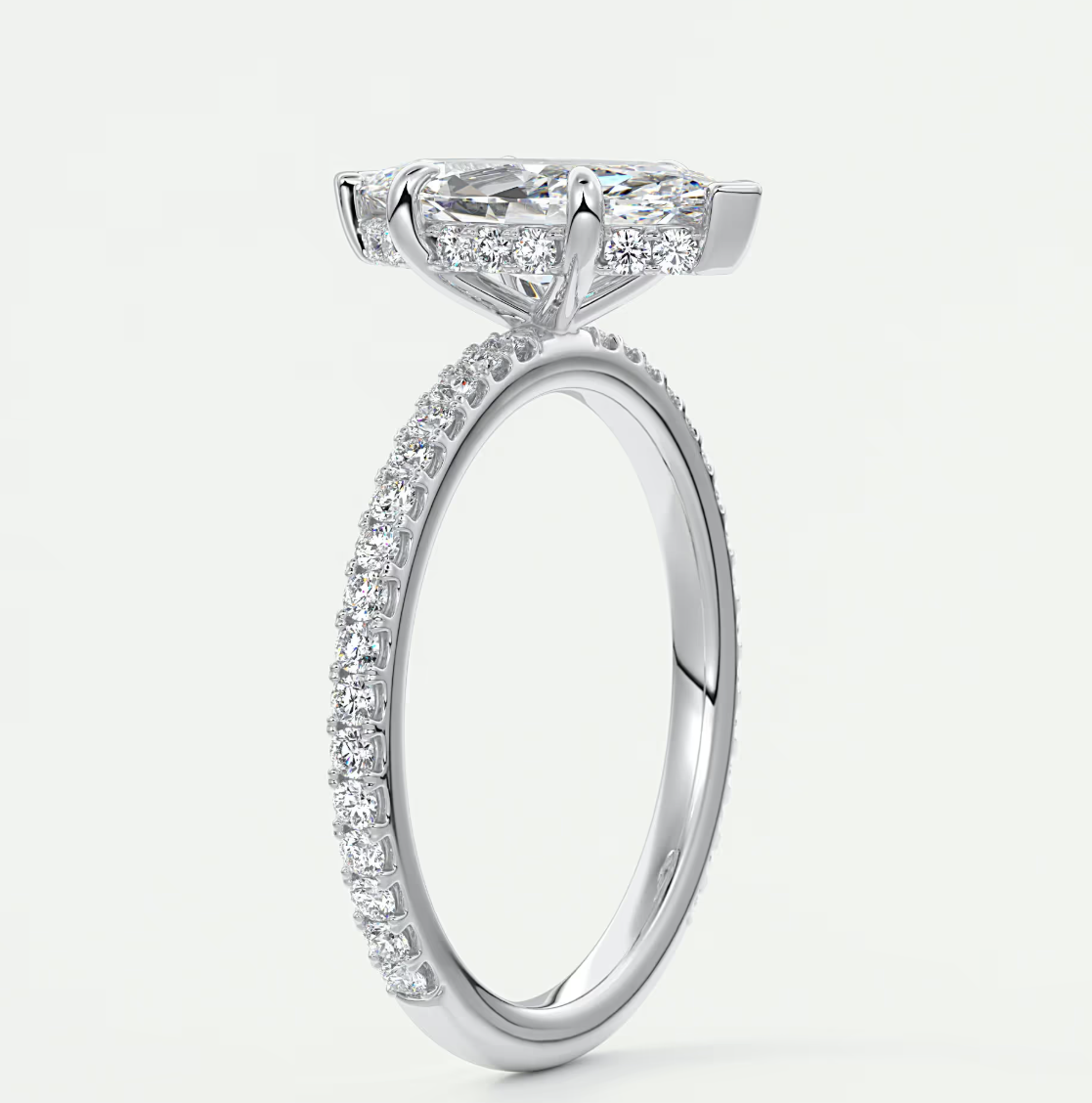 Custom made amelie marquise hidden halo engagement ring | diamond lab