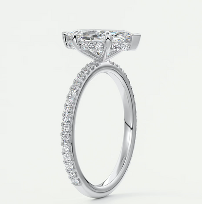 Custom made amelie marquise hidden halo engagement ring | diamond lab