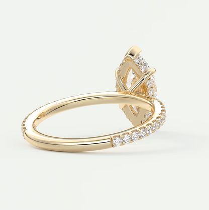 Custom made amelie marquise hidden halo engagement ring | diamond lab