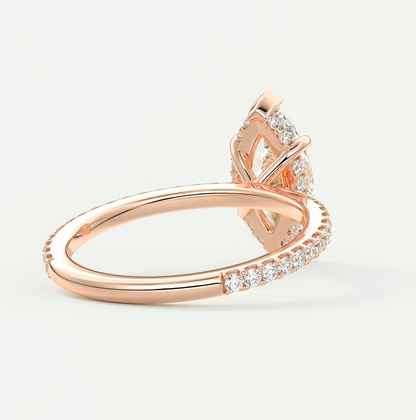 Custom made amelie marquise hidden halo engagement ring | diamond lab