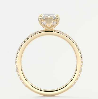 Custom made amelie marquise hidden halo engagement ring | diamond lab