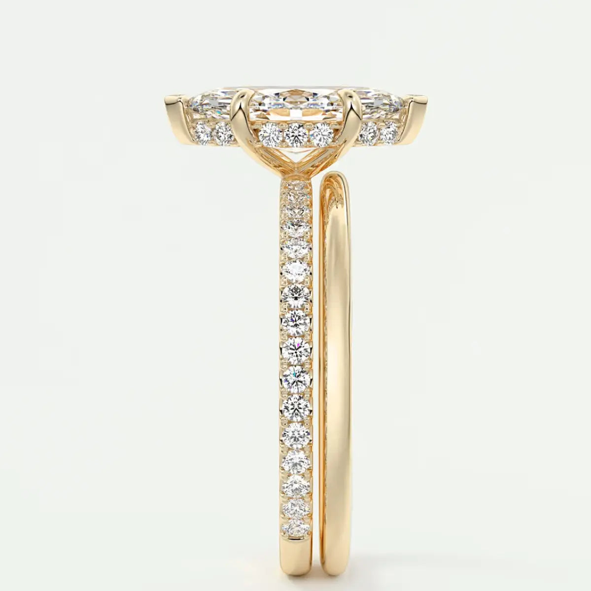 Custom made amelie marquise hidden halo engagement ring | diamond lab