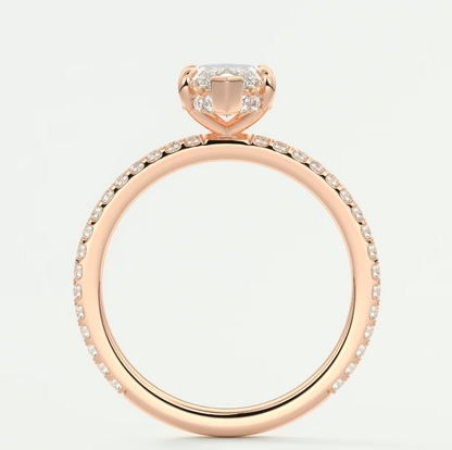 Custom made amelie marquise hidden halo engagement ring | diamond lab