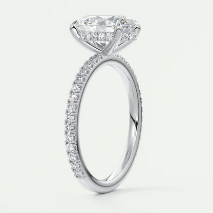 Custom made amelie oval hidden halo engagement ring | diamond lab