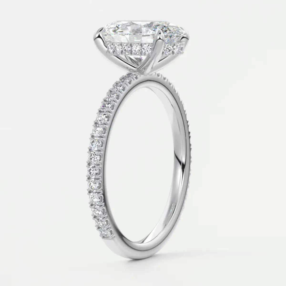 Custom made amelie oval hidden halo engagement ring | diamond lab