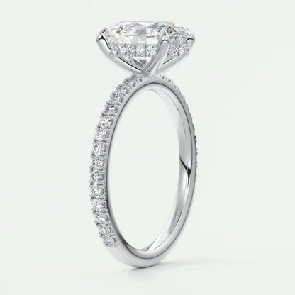 Custom made amelie oval hidden halo engagement ring | diamond lab