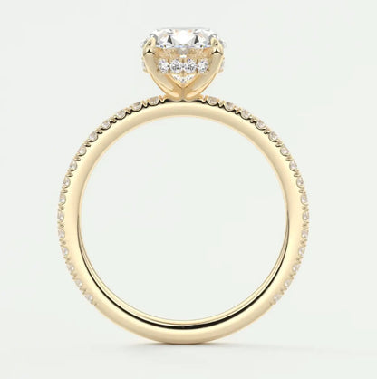 Custom made amelie oval hidden halo engagement ring | diamond lab