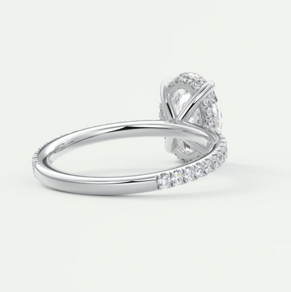 Custom made amelie oval hidden halo engagement ring | diamond lab