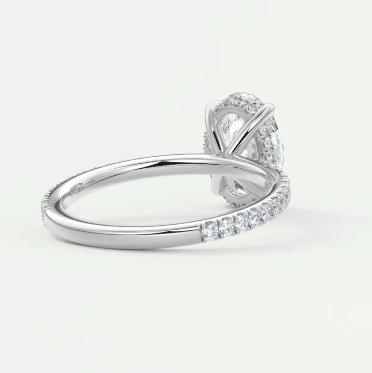 Custom made amelie oval hidden halo engagement ring | diamond lab