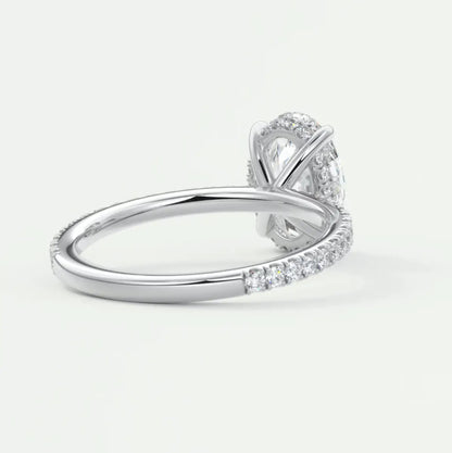 Custom made amelie oval hidden halo engagement ring | diamond lab