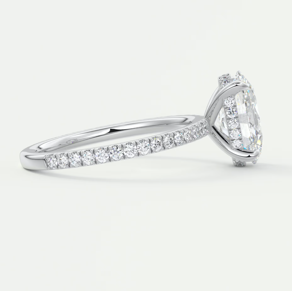 Custom made amelie oval hidden halo engagement ring | diamond lab