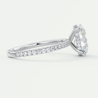 Custom made amelie oval hidden halo engagement ring | diamond lab