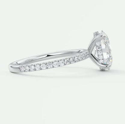 Custom made amelie oval hidden halo engagement ring | diamond lab