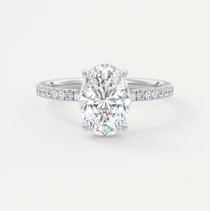 Custom made amelie oval hidden halo engagement ring | diamond lab