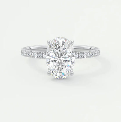 Custom made amelie oval hidden halo engagement ring | diamond lab