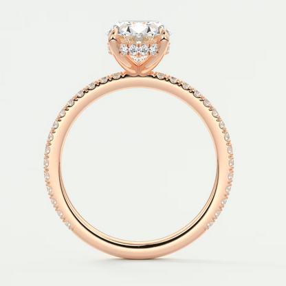 Custom made amelie oval hidden halo engagement ring | diamond lab