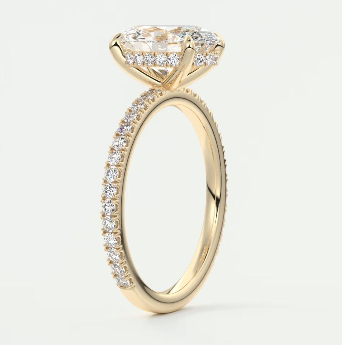 Custom made amelie oval hidden halo engagement ring | diamond lab