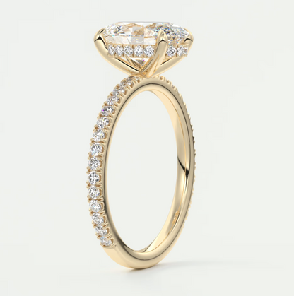 Custom made amelie oval hidden halo engagement ring | diamond lab