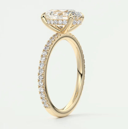 Custom made amelie oval hidden halo engagement ring | diamond lab