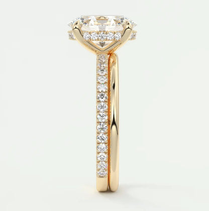 Custom made amelie oval hidden halo engagement ring | diamond lab