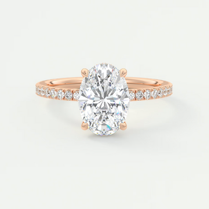 Custom made amelie oval hidden halo engagement ring | diamond lab